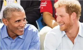  ??  ?? Not going: Barack Obama, with Harry at the 2017 Invictus Games