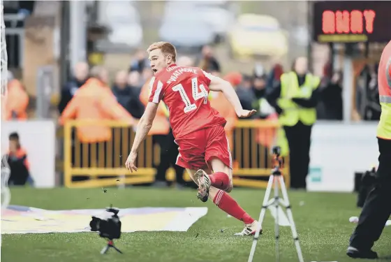  ??  ?? Duncan Watmore wheels away after scoring Sunderland’s late equaliser on Saturday.