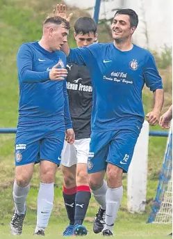  ??  ?? Clockwise, from main picture: Connor Birse, who netted a hat-trick in Lochee United’s 6-0 win over Lochgelly Albert; East Craigie’s James Malone opened the scoring in the shock win at Broughty; Garry Thomson, scored for Thornton Hibs, penalty shootout...