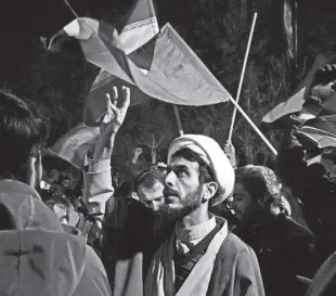  ?? AP/VAHID SALEMI ?? A CLERIC chants slogans during an anti-israeli gathering in front of the British Embassy in Tehran, Iran, early Sunday, April 14, 2024. Iran launched its first direct military attack against Israel on Saturday.