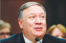  ?? AP PHOTO ?? Secretary of State-designate Mike Pompeo speaks during the Senate Foreign Relations Committee hearing on his confirmati­on on Capitol Hill in Washington.