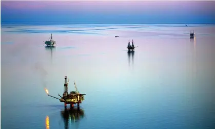  ?? ?? Offshore oil and gas production in the Cook Inlet oilfield of Alaska. Photograph: PA Lawrence, LLC./Alamy