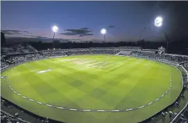  ?? Picture: PA. ?? Play under the floodlight­s in the First Investec Test match between England and the West Indies at Edgbaston.