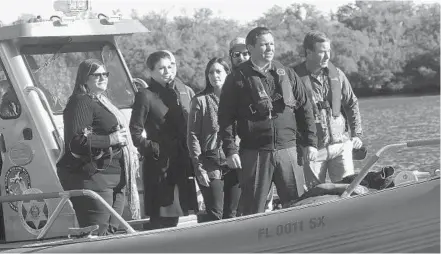  ?? ANDREW WEST/AP ?? Florida Gov. Ron DeSantis tours the area’s waterways Thursday at Florida Gulf Coast University’s Vester Marine and Environmen­tal Research Field Station in Bonita Springs, where he signed an order addressing problems with algae.