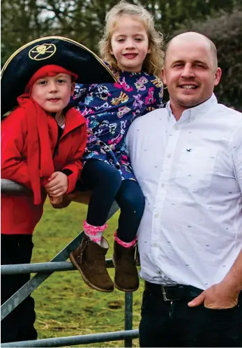  ??  ?? Sense of adventure: Mr Bellamy with his children Louie, five, and Sienna, six