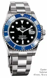  ??  ?? Oyster Perpetual Submariner Date, 41mm, 18 ct white gold