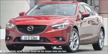  ??  ?? ■ The beautifull­y styled Mazda6 should win the marque some new fans.