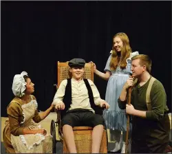  ?? COURTESY PHOTO ?? Katy Feathersto­n as Martha, Brenden Chick as Colin, Marie Gray as Mary and Eric Wells as Dickon rehearse for the Fort Smith Little Theatre’s production of “The Secret Garden.”