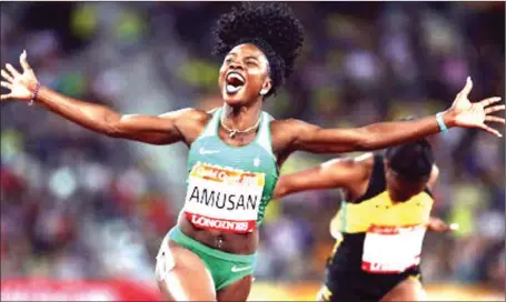  ??  ?? Tobi Amusan struck gold in the women’s 100m hurdles, clocking 12.68 seconds for Nigeria at the just concluded Commonweal­th Games in Gold Coast, Australia