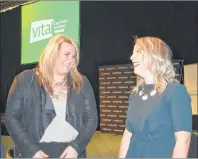  ?? CHRISTIAN ROACH/CAPE BRETON POST ?? Kathleen Yurchesyn, right, stands with Danielle Patterson, the friend who nominated her for a 2017 Vital award. The two are pictured above during the ceremony for the award winners at Centre 200 on Friday night.