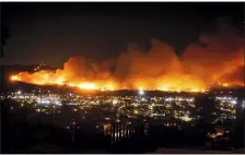  ?? NOAH BERGER — THE ASSOCIATED PRESS ?? Smoke from the Maria Fire billows above Santa Paula. President Donald Trump on Sunday threatened to cut U.S. funding to California for aid during wildfires that have burned across the state during dry winds this fall.