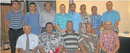  ?? Photo: Charles Chambers ?? South African Chargé d’Affaires, Velelo G. Kwepile (second from left) and Nadi Chamber of Commerce and Industry president Dr Ram Raju (left) with Nadi businessme­n at the Tanoa Internatio­nal on Friday.