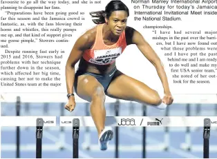  ??  ?? Stowers in action at the 2015 staging of Jamaica Internatio­nal Invitation­al Meet inside the National Stadium.