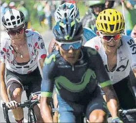  ?? FOTO: GETTY ?? Nairo Quintana en la pasada edición del Tour, por delante de Warren Barguil