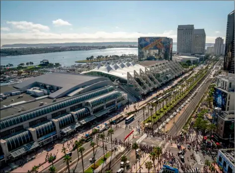  ?? ChrIsty radeCIC/InVIsIon/aP ?? This 2018 file photo shows an aerial view of the San Diego Convention Center, the site of Comic-Con Internatio­nal in San Diego. Photo by