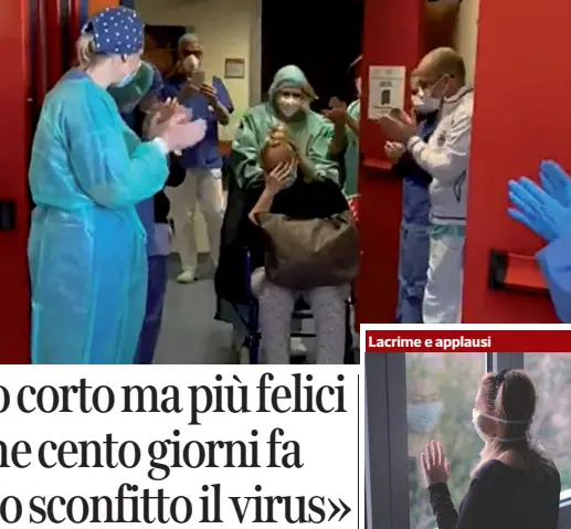  ??  ?? Nella foto più grande, i medici dell’ospedale di Vicenza applaudono per le dimissioni di Valentina Collareda. Sono 17mila i veneti guariti dal Covid 19