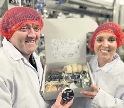  ??  ?? ● Lynne and Aled launched their Welsh tea-in-a-box after Covid-19 derailed plans for their Welsh Clotted Cream, and, inset, the deluxe box costs £25