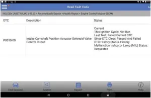  ??  ?? Launch Auscan2 screen dump of the fault code.