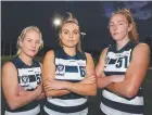  ??  ?? VFLW Cats Annabel Johnson, Claudia Gunjaca and Olivia Fuller.