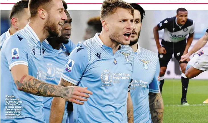  ?? GETTY IMAGES - LAPRESSE ?? Il leader
Ciro Immobile 30 anni, ha vinto la Scarpa d’Oro la scorsa stagione Finora in questo campionato ha realizzato 9 gol