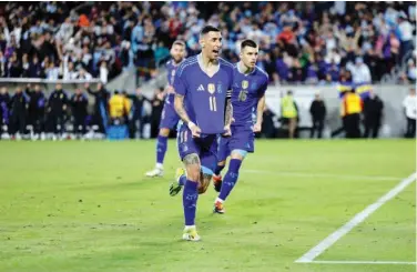  ?? Agence France-presse ?? ↑
Argentina’s Angel Di Maria celebrates after scoring a goal against Costa Rica during their friendly match on Tuesday.