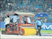  ?? PTI ?? Heavy rains lashed Sawai Mansingh Stadium on Wednesday.