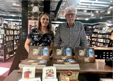  ?? AVA THOMAS ?? Carly Thomas, at the launch of her book Verve: 60 Years of the Art of Bruce Rennie, with Bruce Mckenzie, at Bruce Mckenzie Bookseller­s.