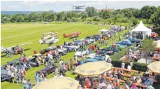  ?? FOTO: THOMAS WARNACK ?? Oldtimer am Boden und Oldtimer in der Luft: Viele Besucher hat es deshalb auf das Segelflugg­elände gezogen.