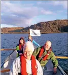  ??  ?? Great start to 2019, Seil Coastal Rowing club members Ewan Kennedy and Jean Ainsley out with new crew recruits in the middle Kathie Griffiths and Chris Bennett.
