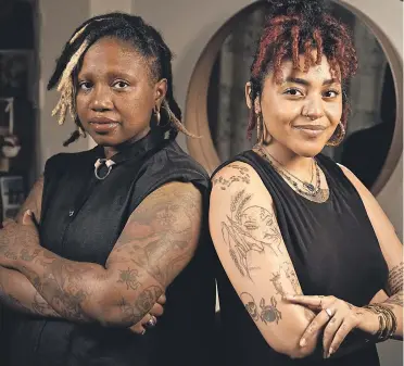  ?? ROBERT DEUTSCH/ USA TODAY ?? Tann Parker, left, founder of Ink the Diaspora, with artist Quiara Capellan in their studio in New York, created Ink the Diaspora in 2017 to help connect people with artists of color.