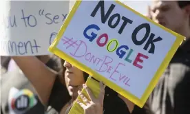  ??  ?? Workers protest against Google’s handling of sexual misconduct allegation­s at the company’s Mountain View, California, headquarte­rs on 1 November 2018. Photograph: Noah