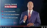  ??  ?? This is a screen grab from a new ad for Oklahoma Attorney General Mike Hunter. Endorsing him is former U.S. Congressma­n J.C. Watts.