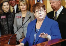  ?? BOB ANDRES PHOTOS / BANDRES@AJC.COM ?? Gwinnett County Chairwoman Charlotte Nash, speaking on the House public transporta­tion bill Tuesday, said lawmakers have an historic opportunit­y to tackle an issue that has vexed Georgia and metro Atlanta for decades.