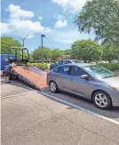  ?? PROVIDED BY MARK LEARY ?? Mark Leary, a retired firefighte­r from Virginia Beach, Va., had his clean car towed to the dealership in July. When he went in on Dec. 6, the car was covered in dirt, tree sap and bird droppings.