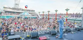  ?? SIXTHMAN ?? Sister Hazel performs on the Pool Deck at The Rock Boat 2016. Sixthman and Norwegian Cruise Line offer fullblown concerts at sea in the Caribbean, ranging from country to heavy metal.