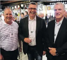  ??  ?? From left, Kraft Heinz’s Ron Thiessen, Air Miles president Blair Cameron and Sobeys’ Karl Vokey.