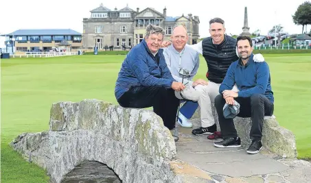  ?? Picture: Getty. ?? On the Swilcan Bridge are, from left, Johann Rupert, Rurik Gobel, Kevin Pietersen and Allan Stanton.