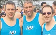  ??  ?? Ashford & District RRC trio Mark Attenborou­gh, Robin Butler and Paul Moses, who ran in the Lydd Half Marathon