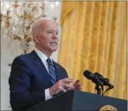  ?? EVAN VUCCI—ASSOCIATED PRESS ?? President Joe Biden speaks during a news conference in the East Room of the White House, Thursday, March 25, 2021, in Washington.