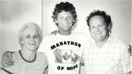  ??  ?? Terry Fox, shown with his parents, Betty and Rolly, inspired a nation with his cross-Canada run.