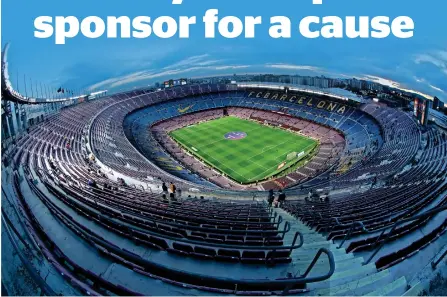 ?? -- AFP ?? Barcelona hope to raise funds in the battle against Covid-19 by selling the title rights to their iconic stadium, Camp Nou.