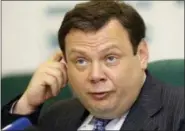  ?? ALEXANDER ZEMLIANICH­ENKO — ASSOCIATED PRESS FILE PHOTO ?? In this June 16, 2008 file photo, Alfa Group head Mikhail Fridman speaks during a news conference in Moscow. Alfa Group’s owners — Fridman, Petr Aven and German Khan — and Russian tech entreprene­ur Aleksej Gubarev all say they had nothing to do with the events described in the “Steele dossier.” In cases playing out in state, federal and British courts, they say they took unfair hits to their reputation­s.