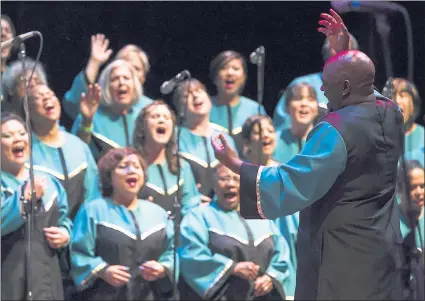  ?? MILL VALLEY FILM FESTIVAL ?? Terrance Kelly leads the Oakland Interfaith Gospel Choir in “One Voice,” a documentar­y focusing on the acclaimed chorus and its drive to be a force for peace and acceptance.