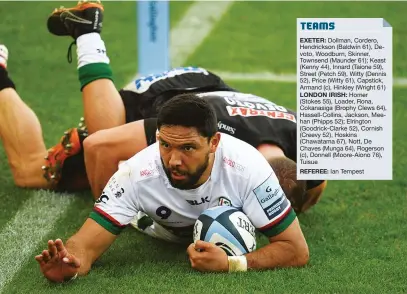  ?? PICTURE: Getty Images ?? Intercepti­on: Curtis Rona scores London Irish’s second try