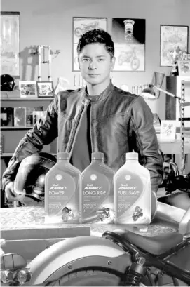  ?? PHOTOGRAPH COURTESY OF PILIPINAS SHELL ?? COCO Martin chooses Shell Advance as engine oil for his collection of motorcycle­s.