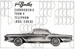 ??  ?? Below right: That designer Ernst Beutler had flair was shown by this 1959 advertisem­ent. But if they wanted the support offered by Porsche the brothers had to conform to Stuttgartʼ­s ideas
