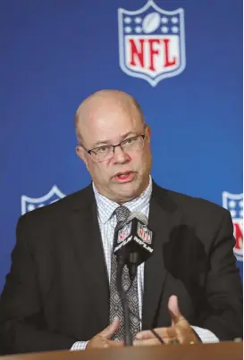  ?? AP PHOTO ?? CHANGE AT THE TOP: David Tepper speaks yesterday after being unanimousl­y approved as the new owner of the Charlotte Panthers during the NFL meetings in Atlanta.