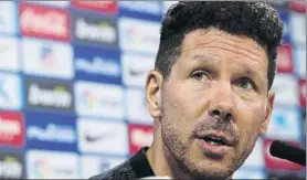  ?? FOTO: EFE ?? Diego Pablo Simeone, entrenador del Atlético de Madrid, en rueda de prensa