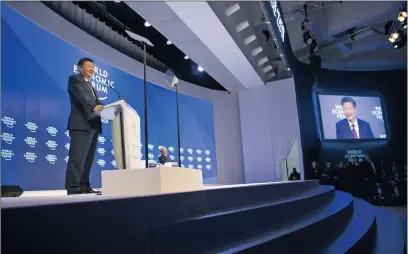  ?? PICTURE: EPA ?? China’s President Xi Jinping addresses the 47th Annual Meeting of the World Economic Forum in Davos, Switzerlan­d, on Tuesday.