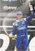  ?? Matt Sullivan / Getty Images ?? Jimmie Johnson won at Bristol (Tenn.) Motor Speedway for just the second time in his career.